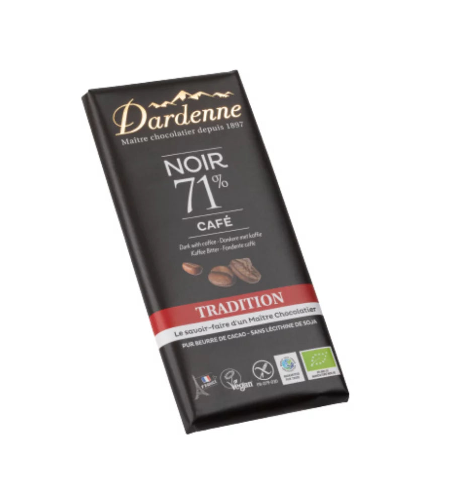 Tablette Chocolat Noir Bio 71% Tradition au Café - 70g(DDM : 23/10/2025)