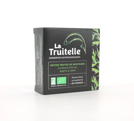 Petites Truites de montagnes Bio Huile d'olive, aneth et carvi - 85g