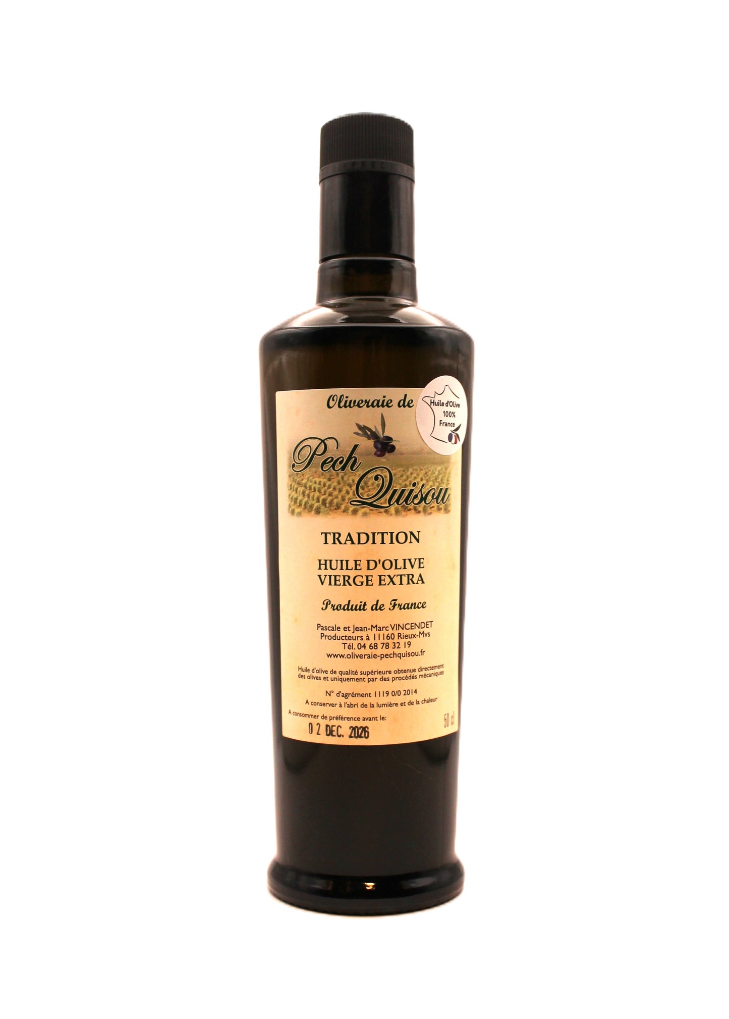 Huile d'Olive Vierge Extra Tradition de L'Aude Pech Quisou - 50cl