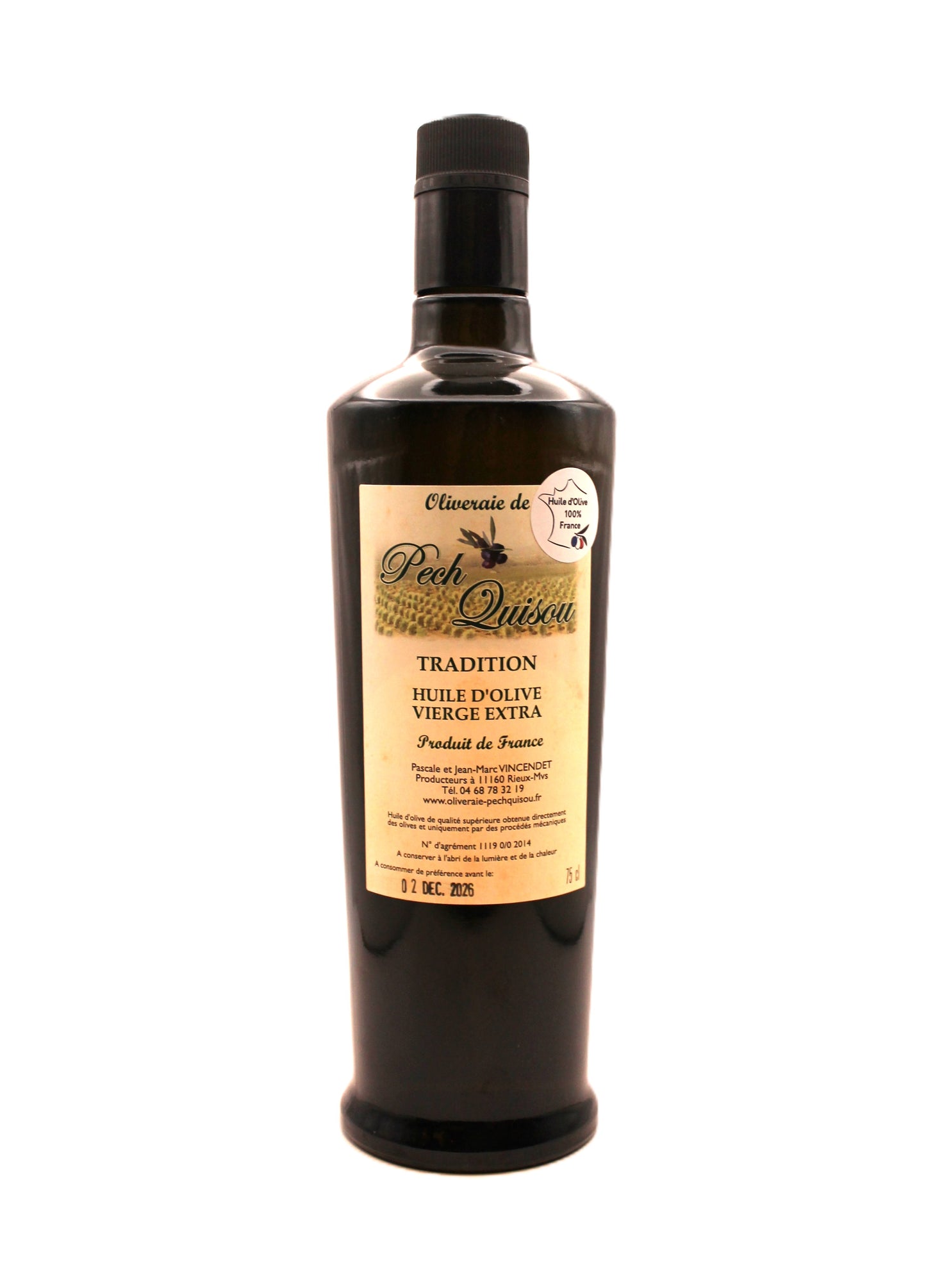 Huile d'Olive Vierge Extra Tradition de l'Aude Pech Quisou - 75cl