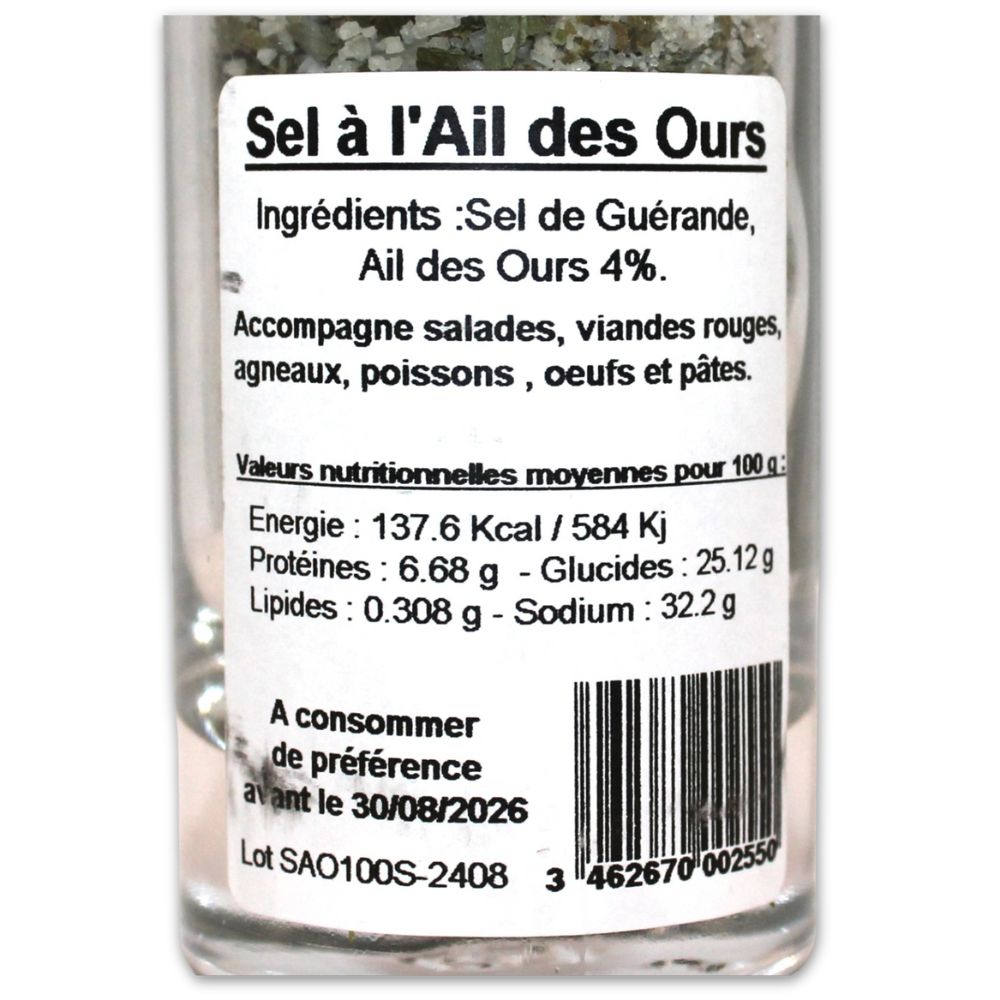 Sel à l'ail des ours pour accompagner salades, viandes rouges, poissons