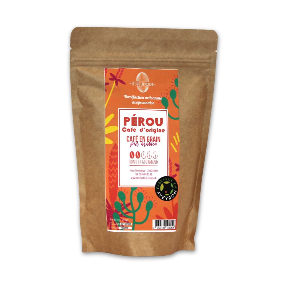 Café d'origine Pérou grain 250g doux & chocolaté