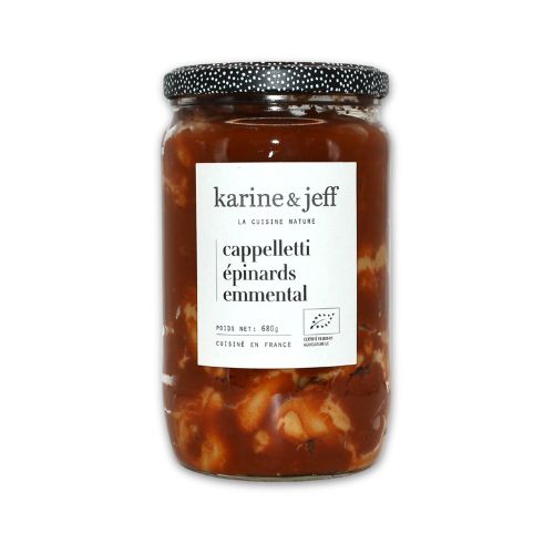 Cappelletti bio épinards et emmental 680g, plat gourmand et réconfortant.