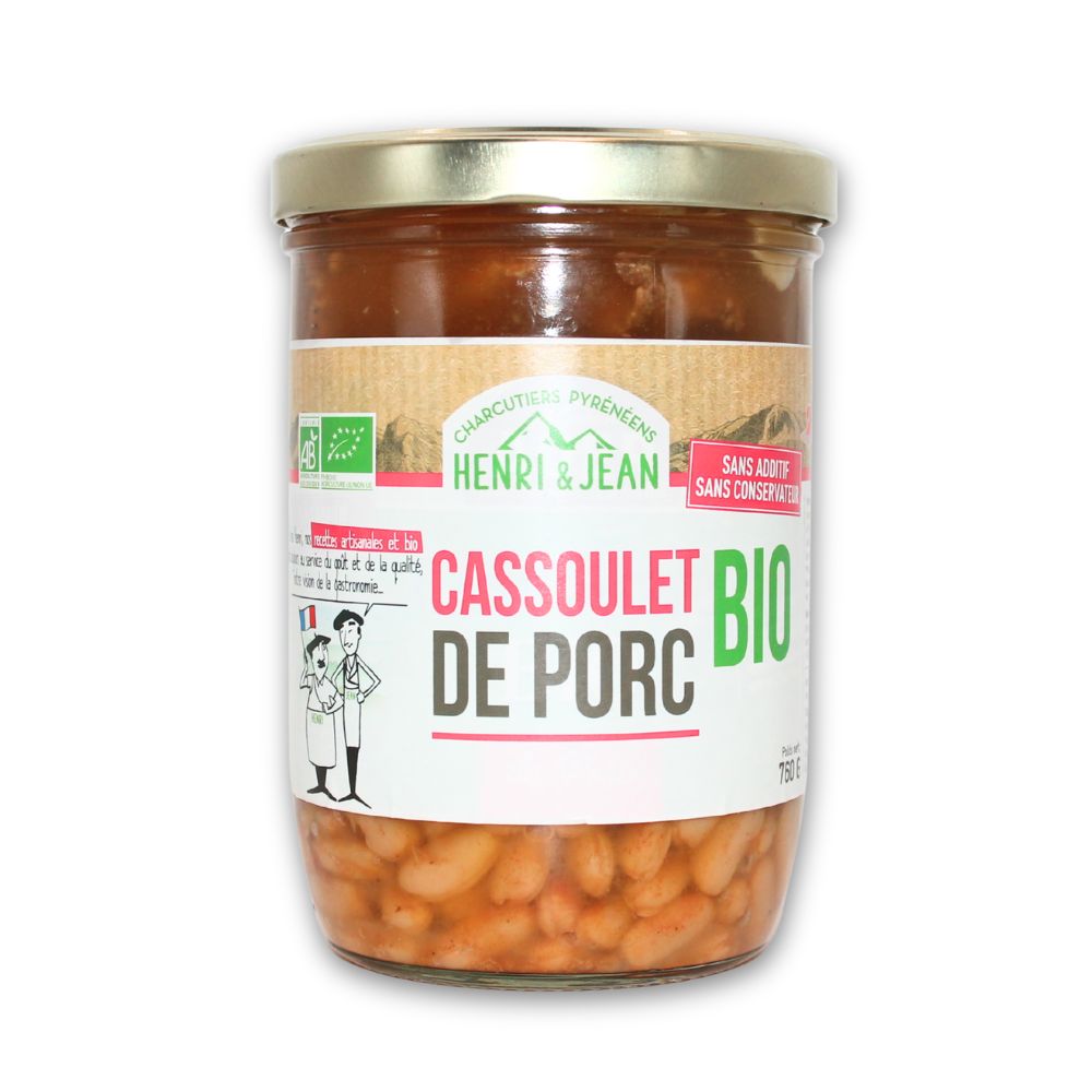 Une boîte de cassoulet de porc bio des Hautes-Pyrénées