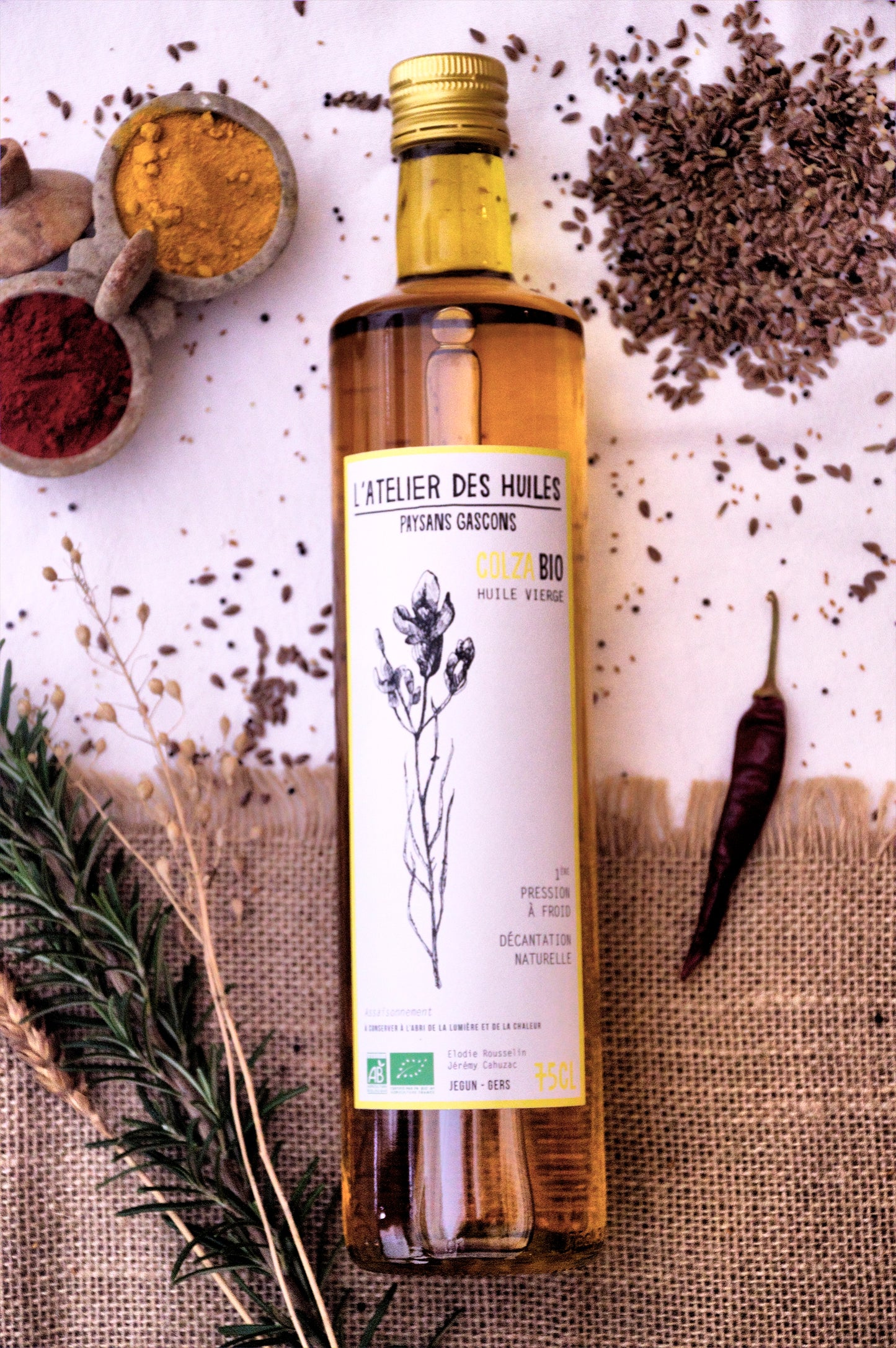 Huile de colza bio du Gers 75cl