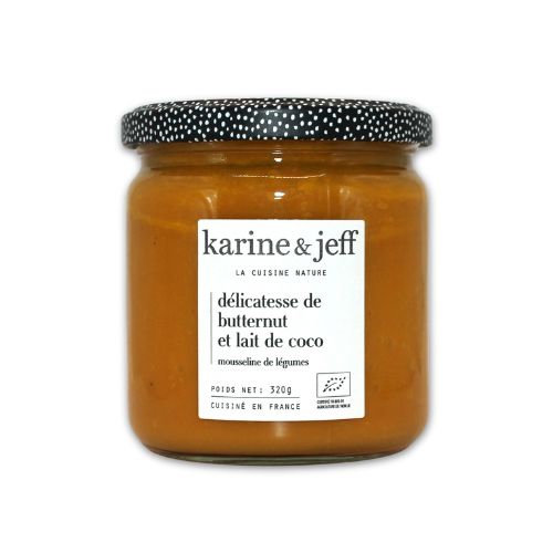 Délicatesse bio au butternut et lait de coco 320g, saveur douce et exotique.