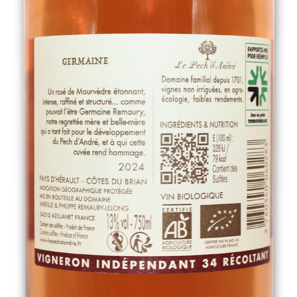 étiquette mourvèdre bio