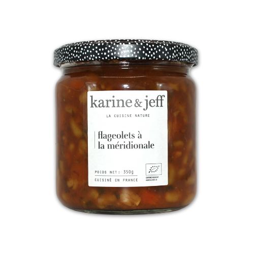 Flageolets bio à la méridionale 350g, légumes et herbes méditerranéennes.