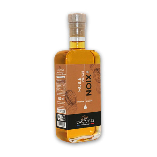Bouteille d'huile de noix artisanale Castaneas 185 ml