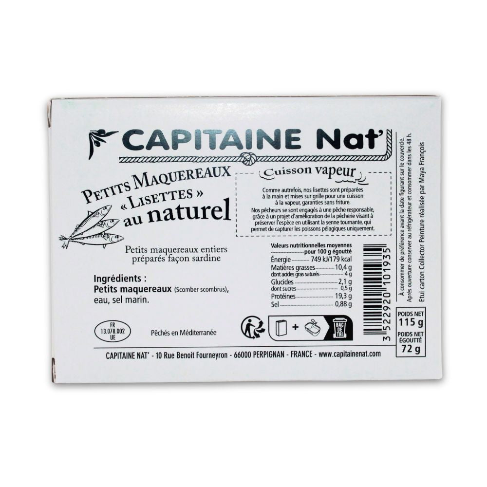 Petits maquereaux cuits à la vapeur aux ingrédients naturels Capitaine Nat