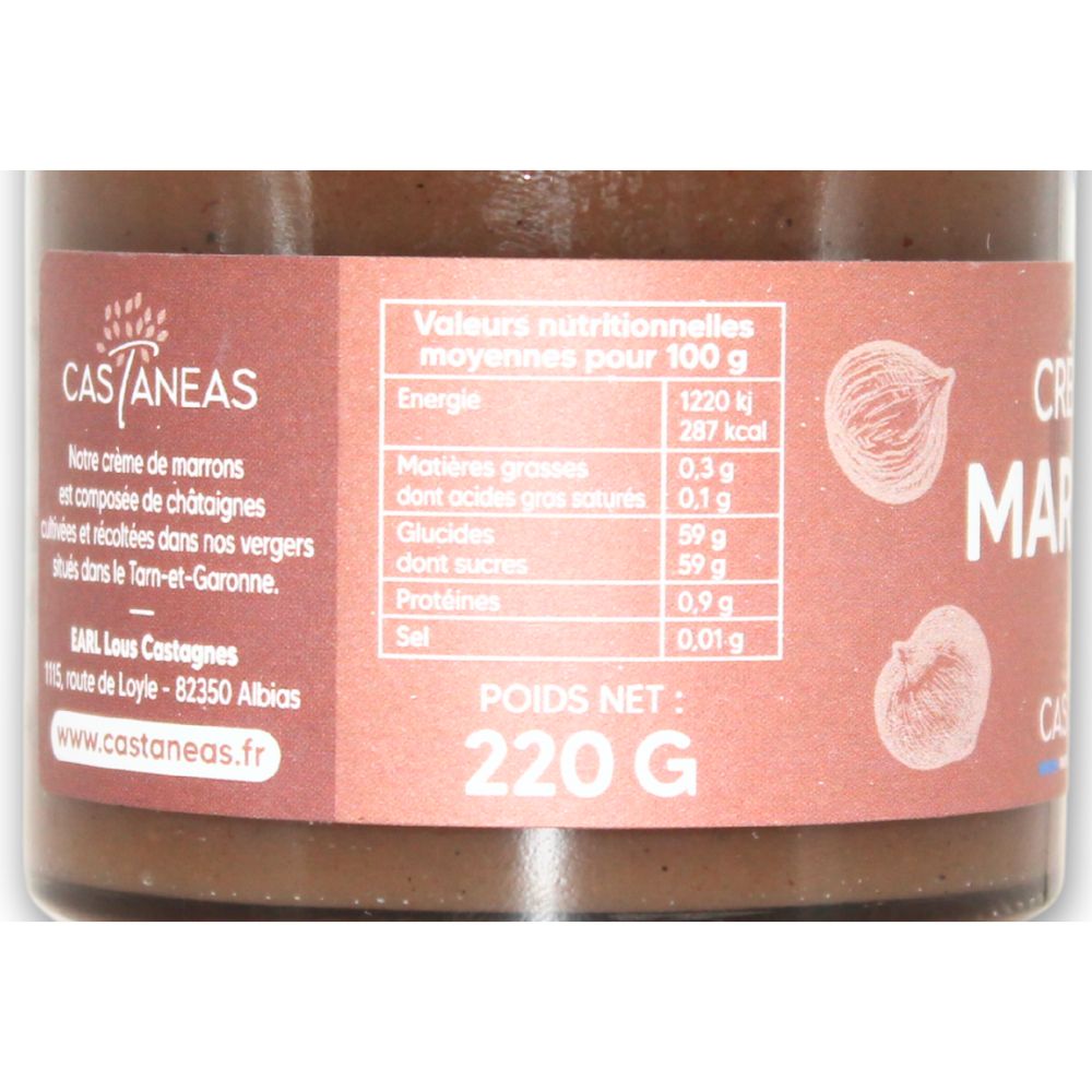 Valeurs nutritionnelles crème de marrons