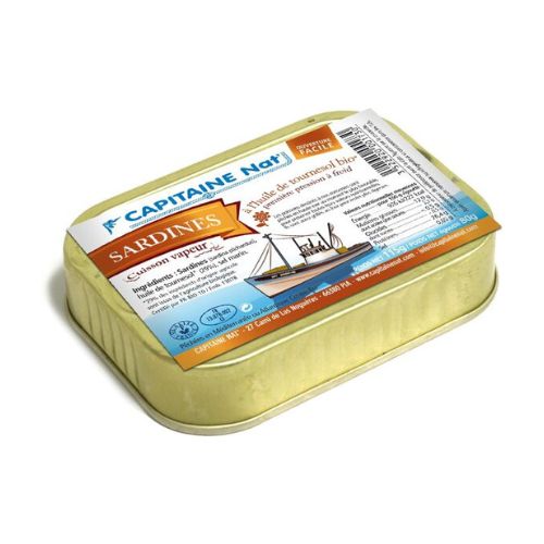 Sardines à l’huile de tournesol bio 115g Capitaine Nat – Pêche responsable, texture fondante et goût délicat