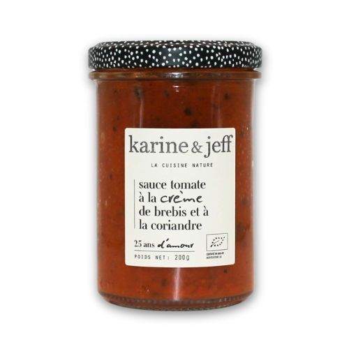 Sauce tomate bio crème de brebis et coriandre Karine & Jeff, recette onctueuse