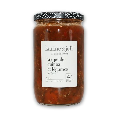Soupe bio au quinoa, légumes et cumin Karine & Jeff, recette végétarienne en bocal