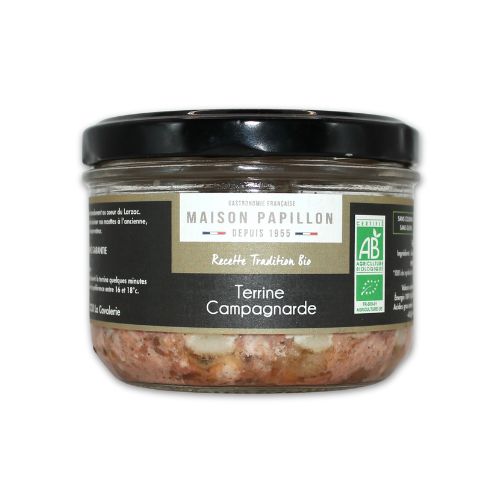 Terrine bio campagnarde Maison Papillon, savoureuse et authentique.