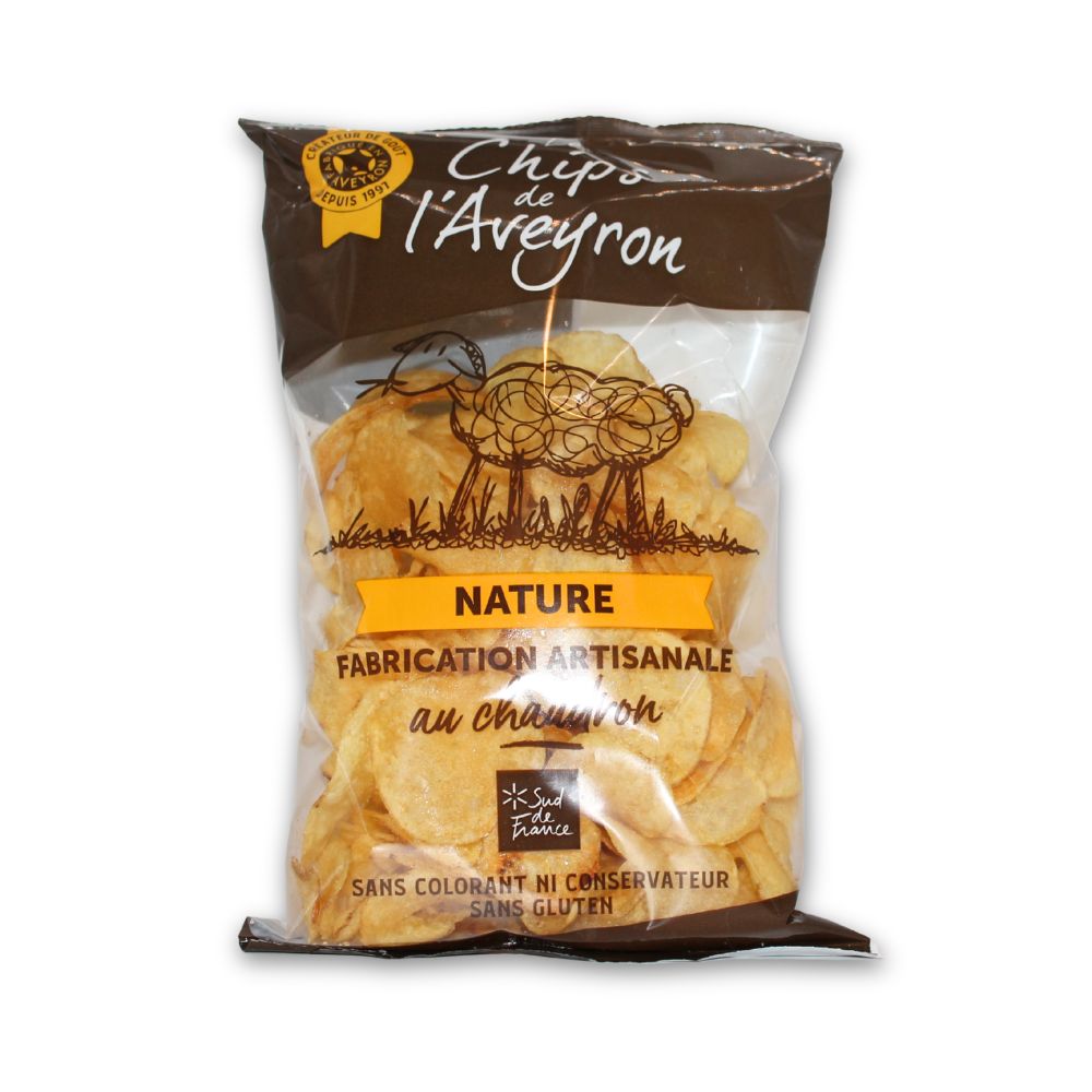 Paquet de chips nature artisanales de l'Aveyon de 125g