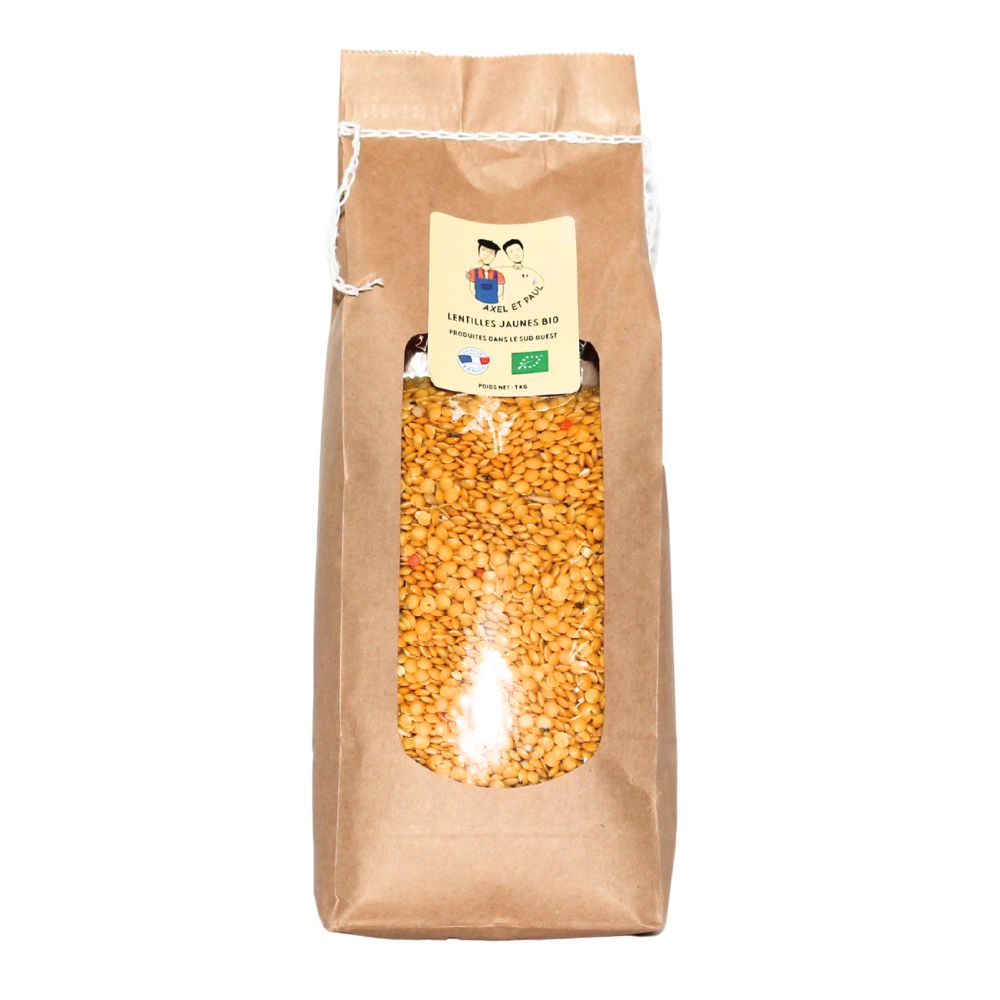 Un sachet de 1kg de lentilles jaunes bio du Tarn