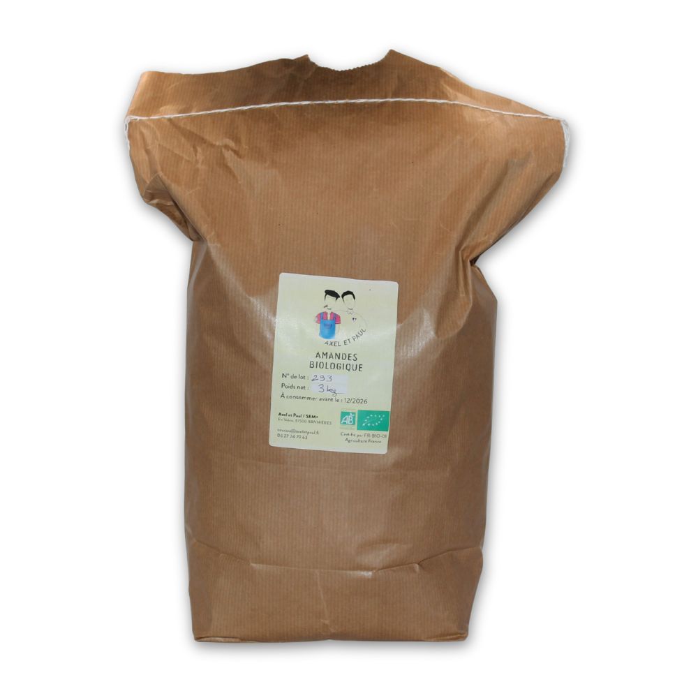Amandes bio entières du Sud-Ouest - sac de 3kg