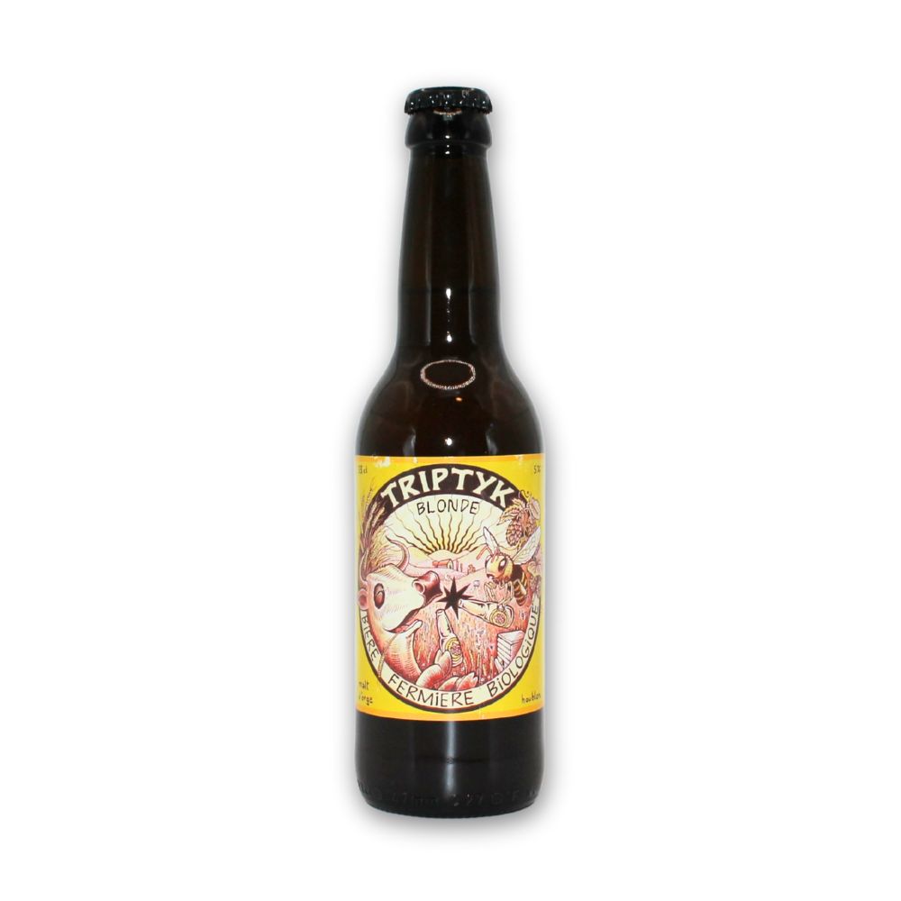 Bouteille de bière blonde bio 33cl de la Ferme du Triptyk, brassée à Gaillac-Toulza.