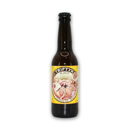 Bouteille de bière blonde bio 33cl de la Ferme du Triptyk, brassée à Gaillac-Toulza.