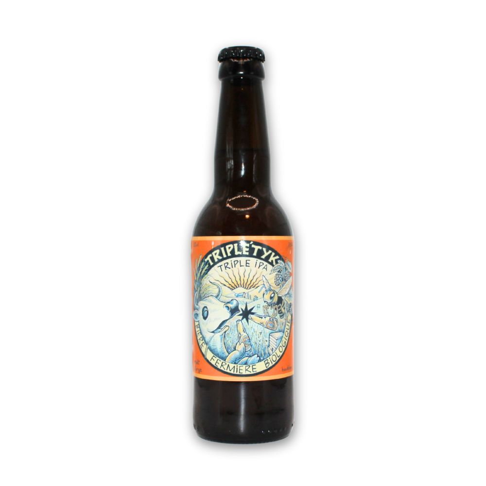 Bouteille de bière triple IPA bio de la Ferme du Triptyk, houblonnée et aromatique.