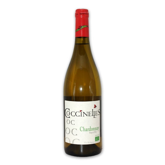 Bouteille de Chardonnay 2023 IGP Pays d’Oc vin bio Château des Coccinelles