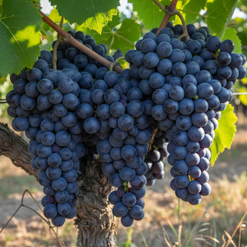 Une grappe de raisin Alicante Bouschet