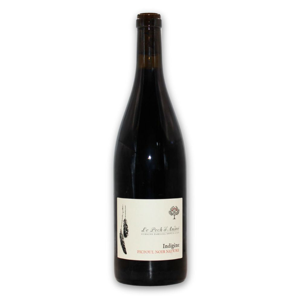 Bouteille de vin rouge nature Indigène Picpoul Noir bio