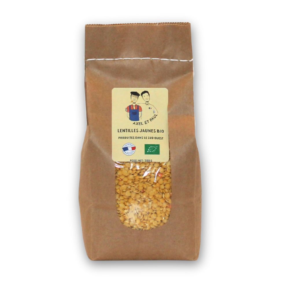 Sachet de 500g de lentilles jaunes bio origine France – Épicerie fine Occitanie