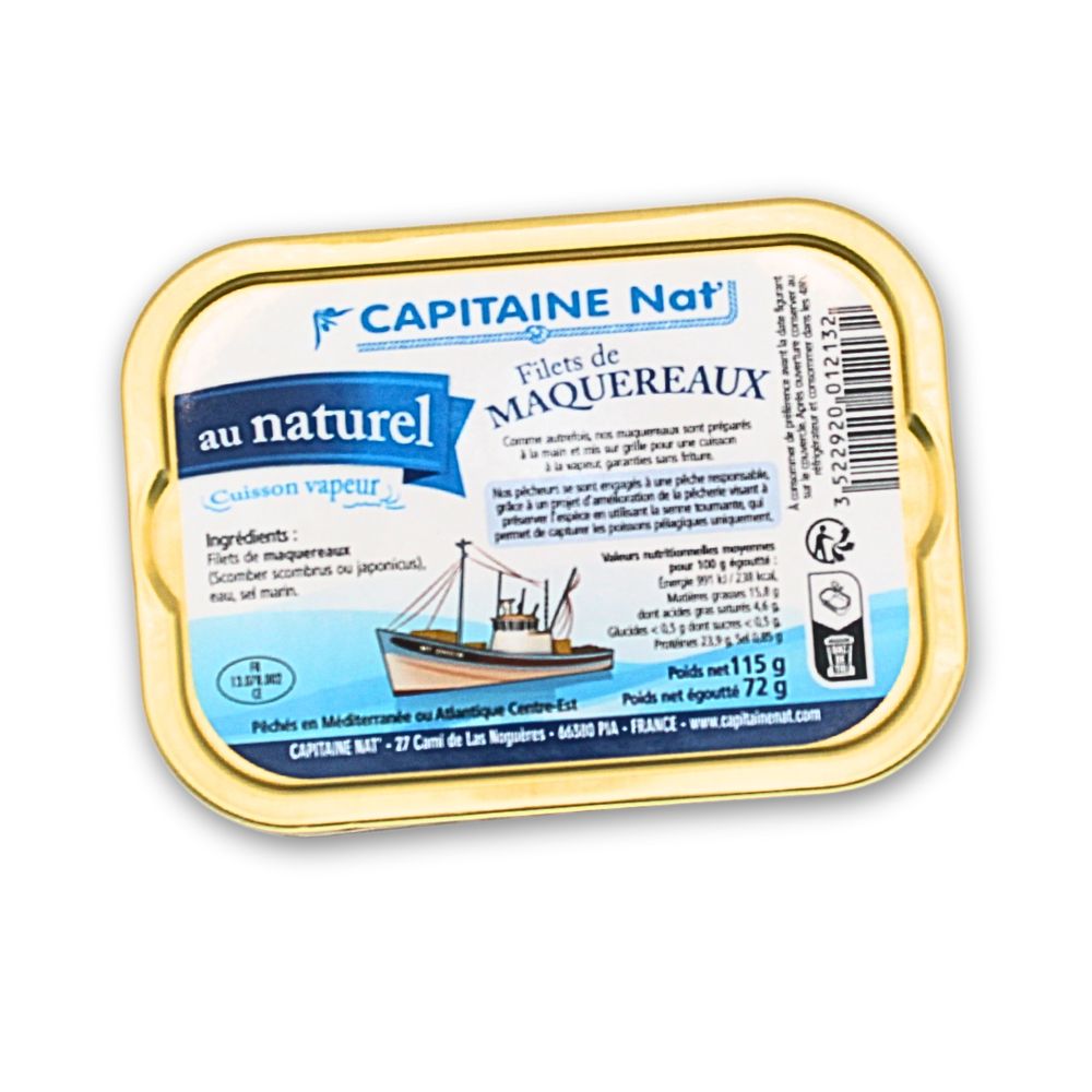 Filets de maquereaux au naturel Capitaine Nat' en boîte 110g