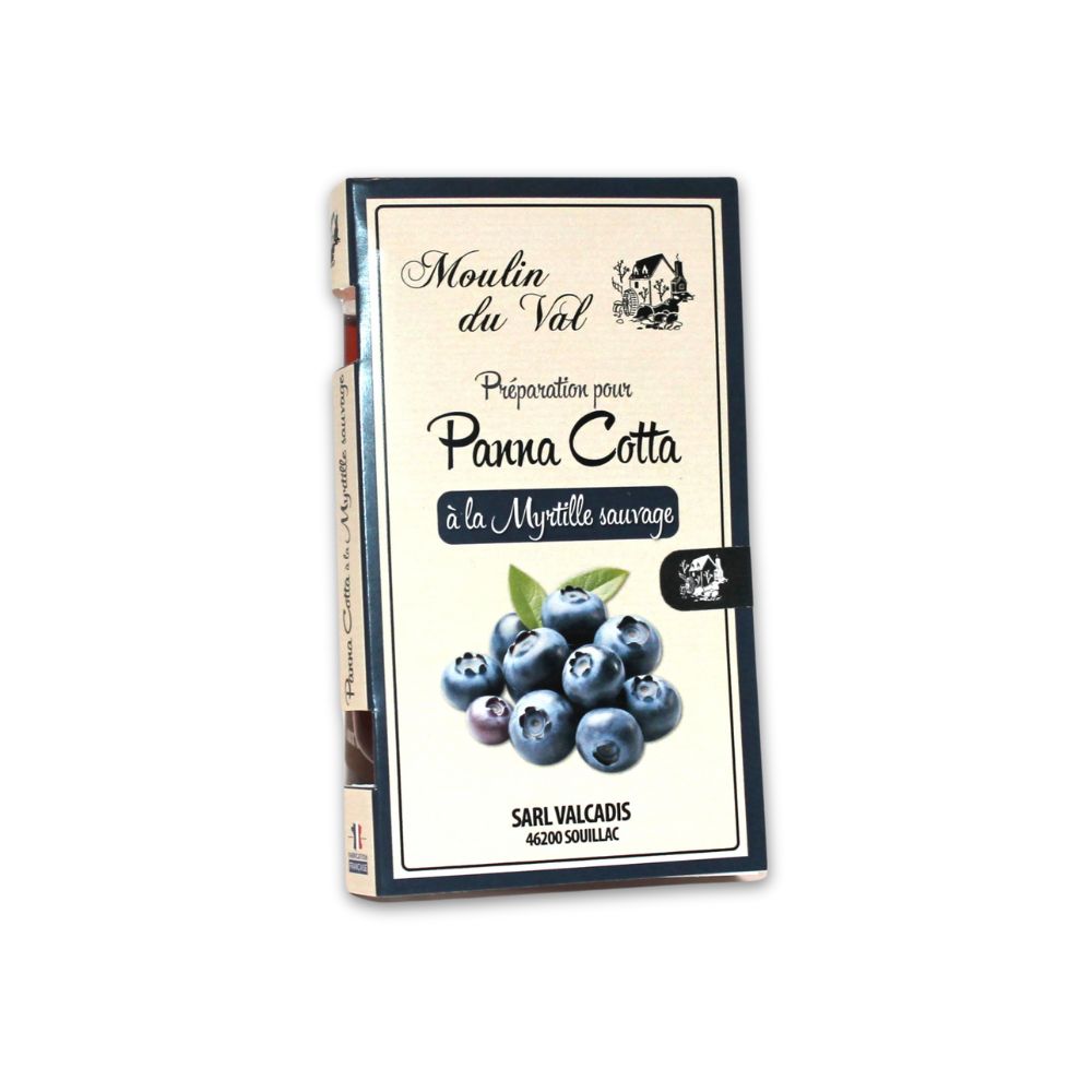 Un kit de préparation pour une panna cotta à la myrtille sauvage