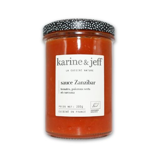 Sauce tomate bio Zanzibar Karine & Jeff, aux poivrons verts et curcuma