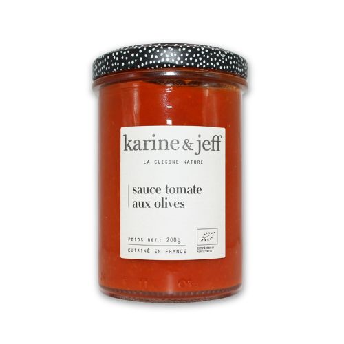 Sauce tomate bio aux olives Karine & Jeff, recette méditerranéenne artisanale