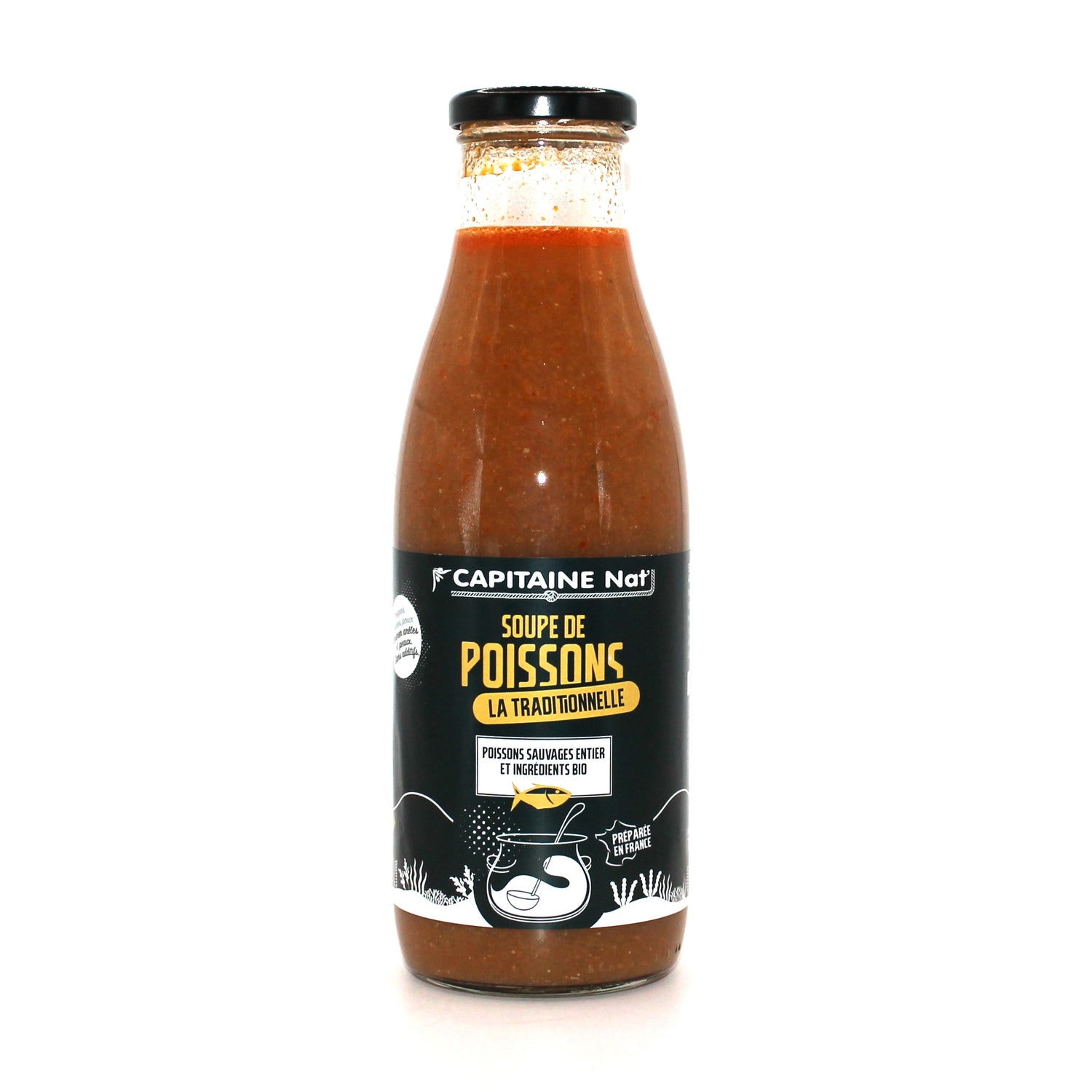 Soupe de poissons aux ingrédients bio Capitaine Nat en bocal en verre – Recette artisanale